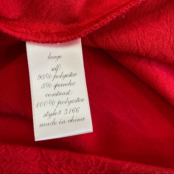 FRANCESCA’S Red Peplum Top w/ Rhinestone Detail- size L - Picture 7 of 7